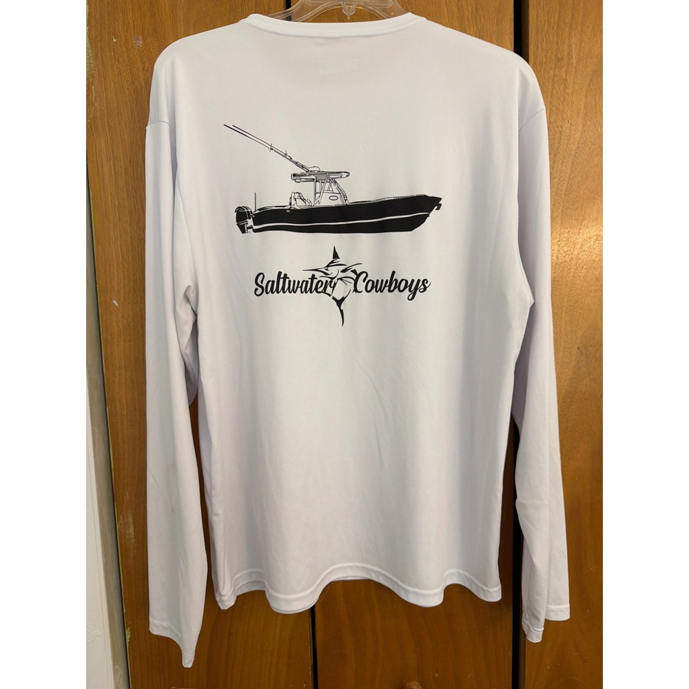 Saltwater Cowboys Mens 2XL White Long Sleeve Fishing Performance Shirt A4